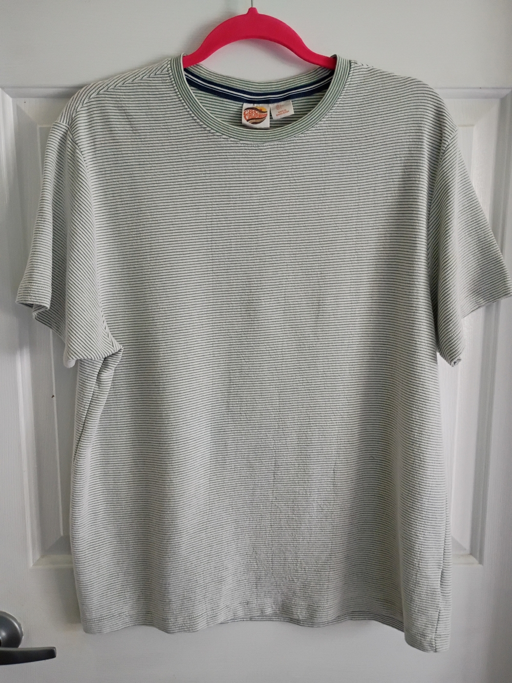 Classic Men's Crew Neck T-Shirt - Light Green Stripes